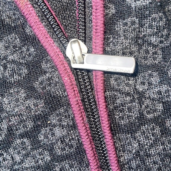 Smartwool Zip Up Sweater size Large flower print 100% merino wool black gray - Picture 4 of 11